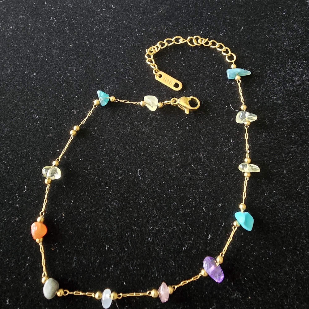Gold Multicolor Gemstone Anklet